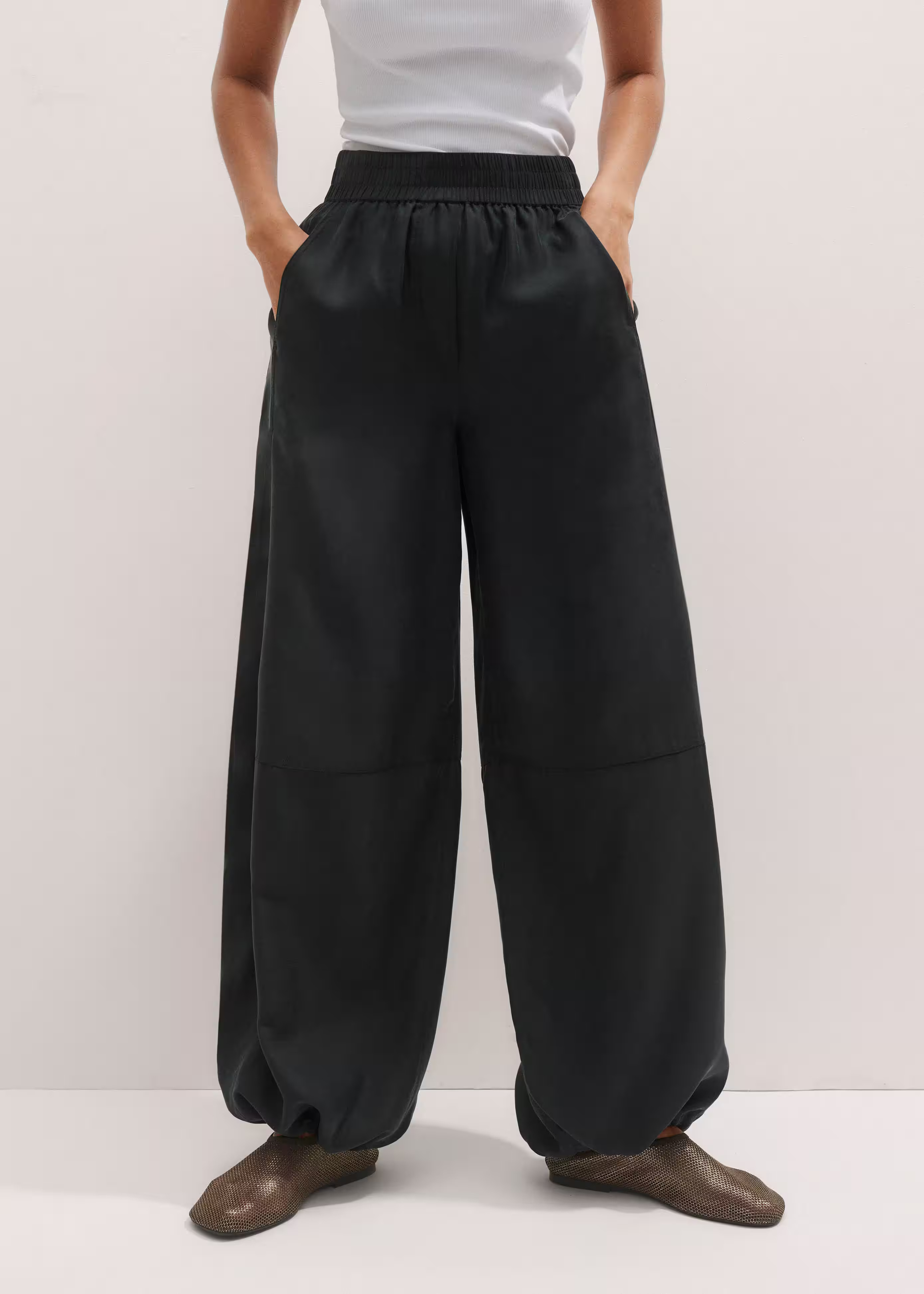 Washed Silk Drawstring Wide-Leg Trouser Washed Silk | ME+EM Global (Excluding US)