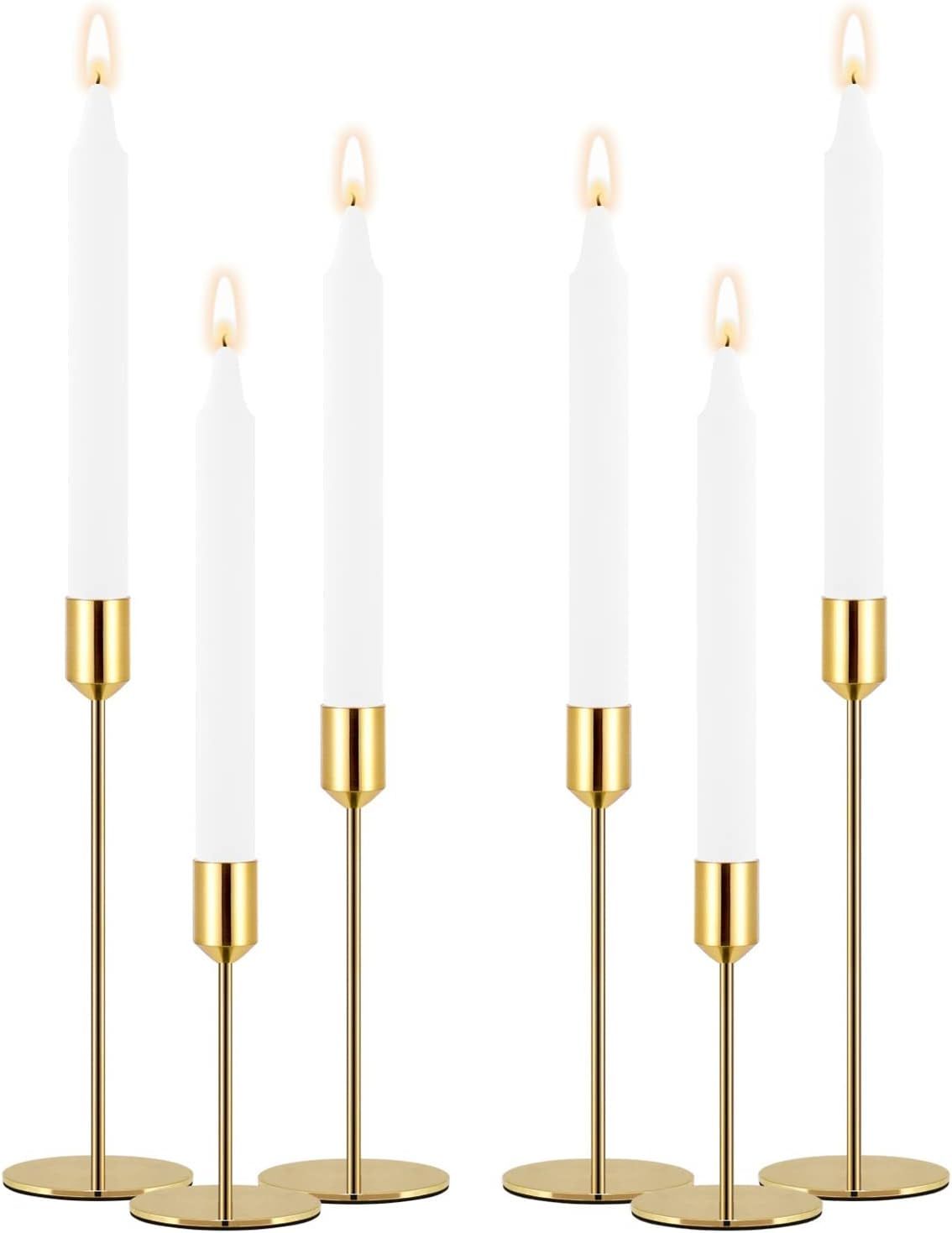 Gold Candle Holder Candlestick Holders Set of 6 Taper Candle Holders, Decorative Metal Candle Sti... | Amazon (US)