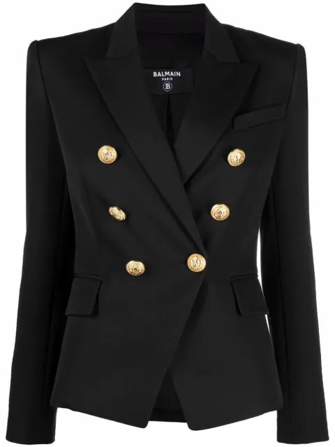 embossed-button wool blazer | Farfetch (CA)