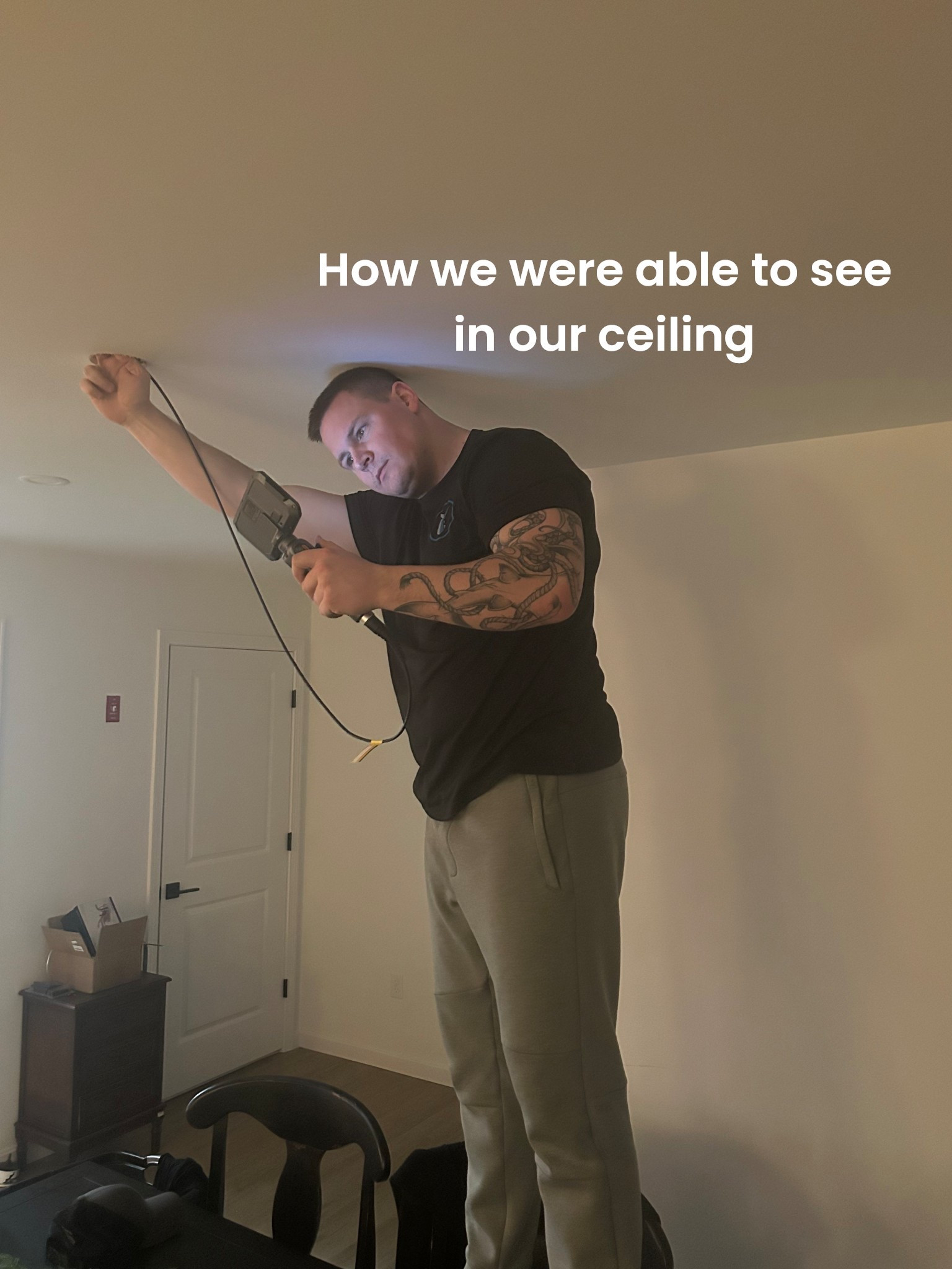 How we were able to see in our ceiling after my mistake 😅