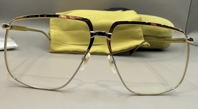 Gucci  Gold Silver Metal Retro Clear Sunglasses GG0365S 001 Authentic | eBay US