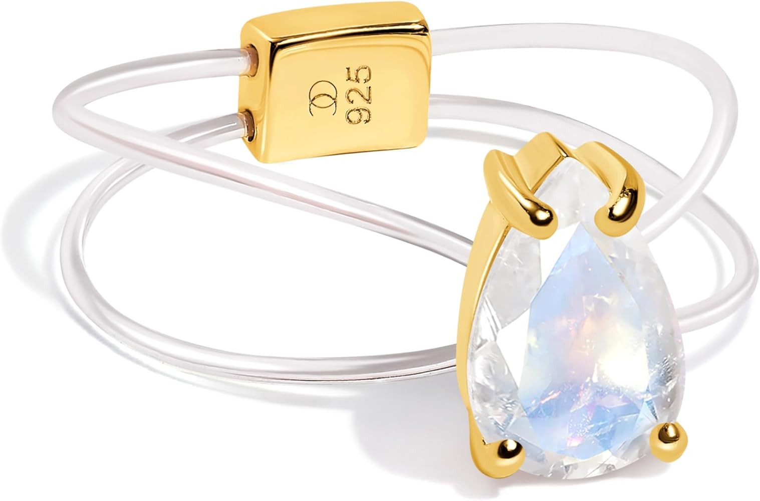 Moon Magic | Authentic Rainbow Moonstone Ring for women Floating Gemstone with Stretchy Invisible... | Amazon (US)