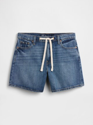 SuperSoft Drawstring Denim Midi Shorts | Gap Factory