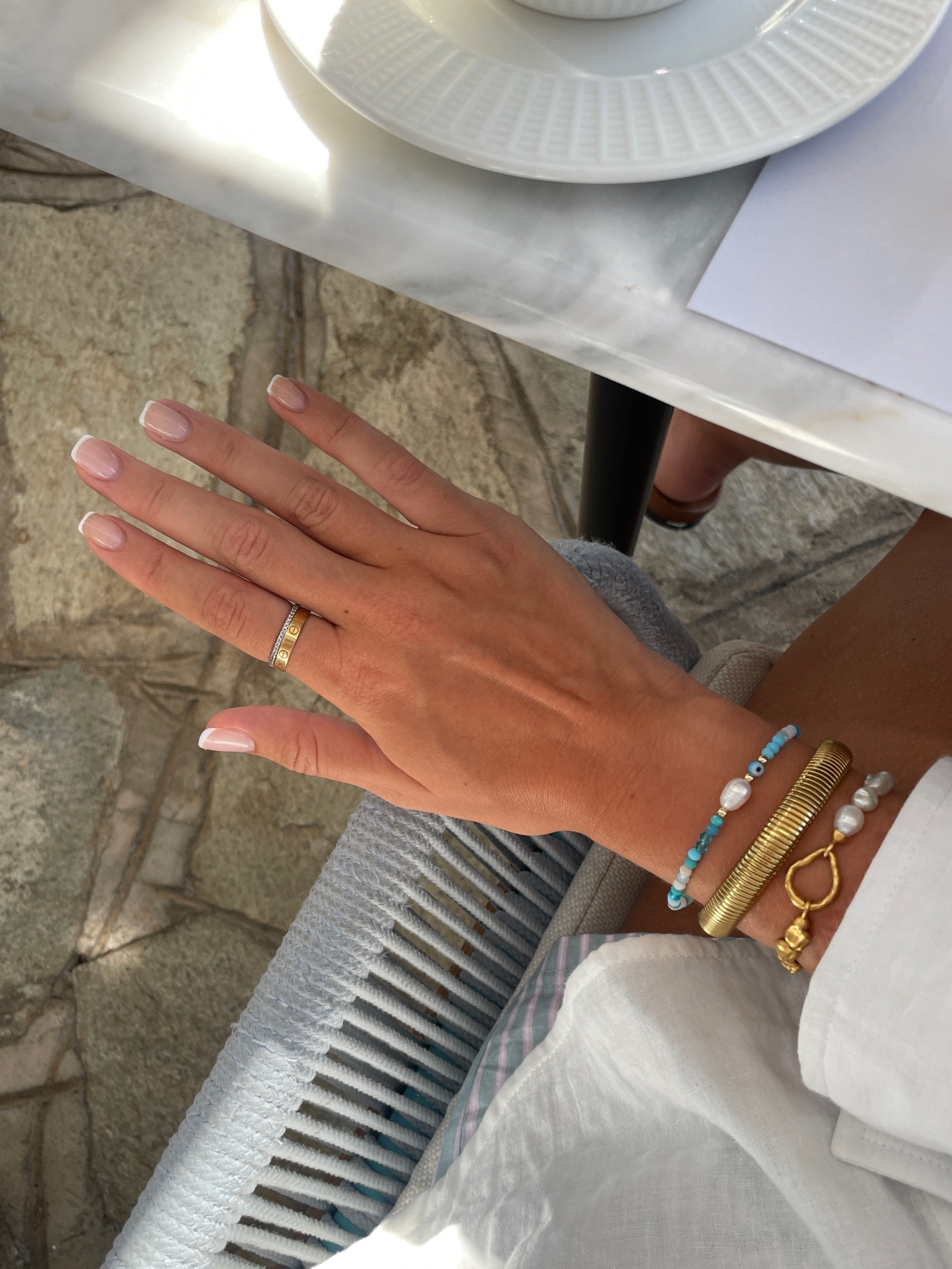 linking current jewellery faves! saint fatale, gold chunky jewellery, pearl bracelet, Monica vinader, Cartier, Cartier love, ana Luisa, eternity ring 

#LTKeurope #LTKsummer