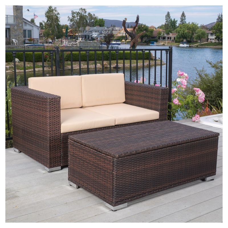 Murano 2pc Aluminum Patio Chat Set with Cushions - Brown - Christopher Knight Home | Target