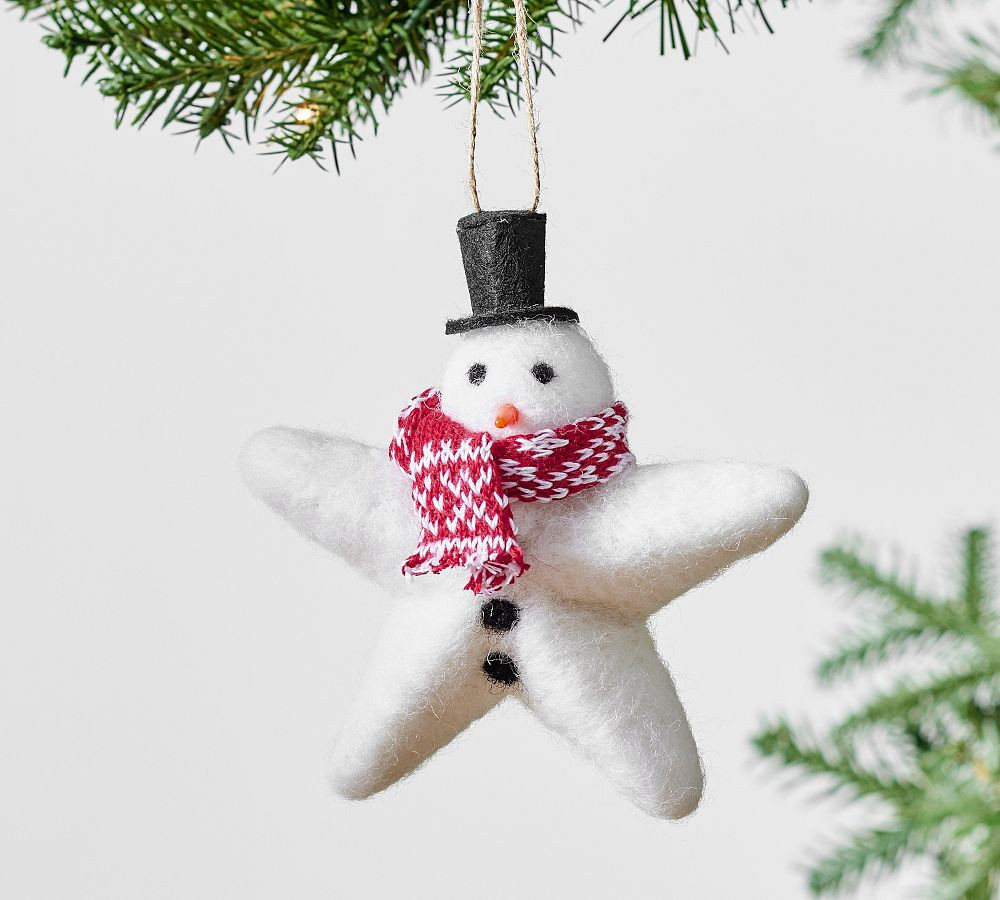 Felt Snowman Star Ornament | Pottery Barn (US)