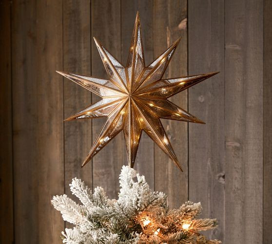 Lit Mirrored Star Tree Topper | Pottery Barn (US)