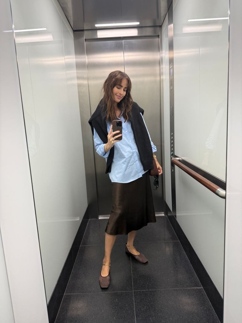 Love this chocolate brown & light blue colour combo 

 #LTKuk

#LTKworkwear