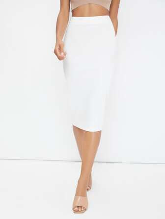 SHEIN BASICS Solid Pencil Skirt | SHEIN