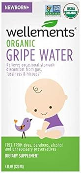 Wellements Organic Gripe Water, 4 Fl Oz, Eases Baby's Stomach Discomfort and Gas, Free From Dyes, Pa | Amazon (US)