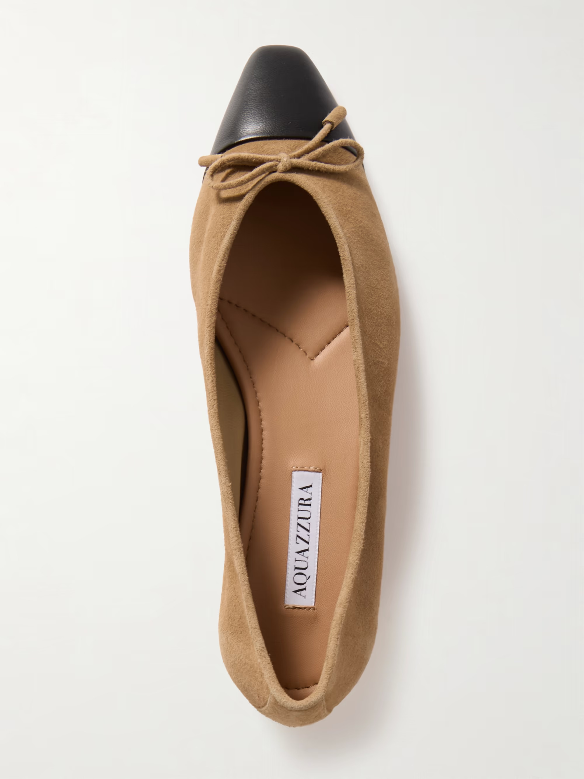 Gioia bow-detailed leather-trimmed suede ballet flats | NET-A-PORTER (US)