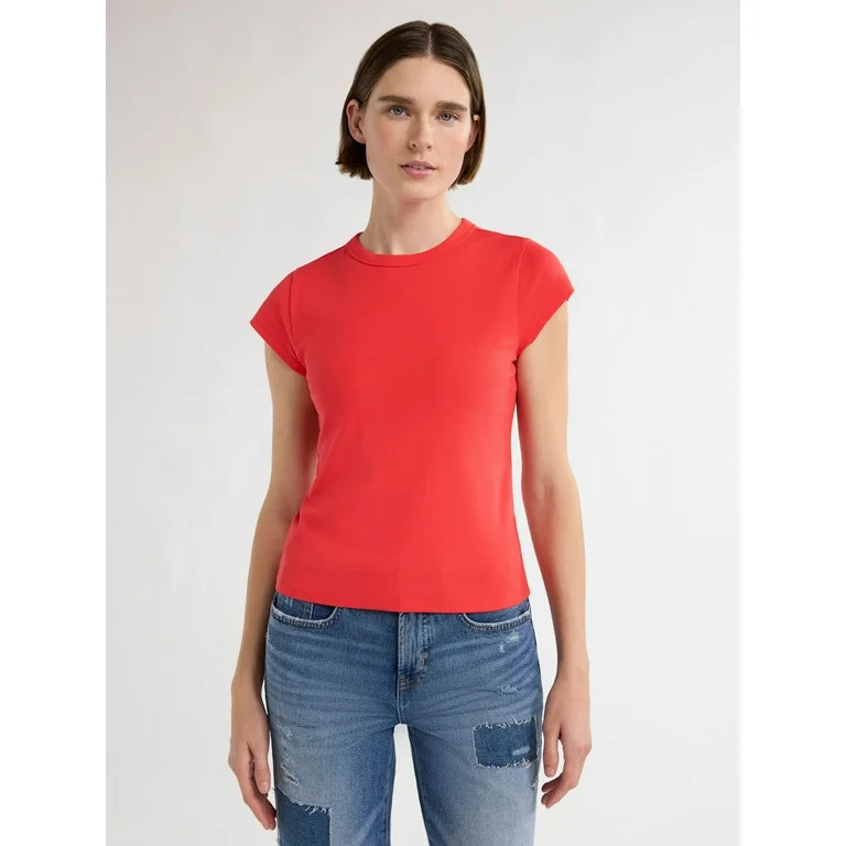 Free Assembly Women's and Women's Plus Cap Sleeve Tee, Sizes XS-4X | Walmart (US)