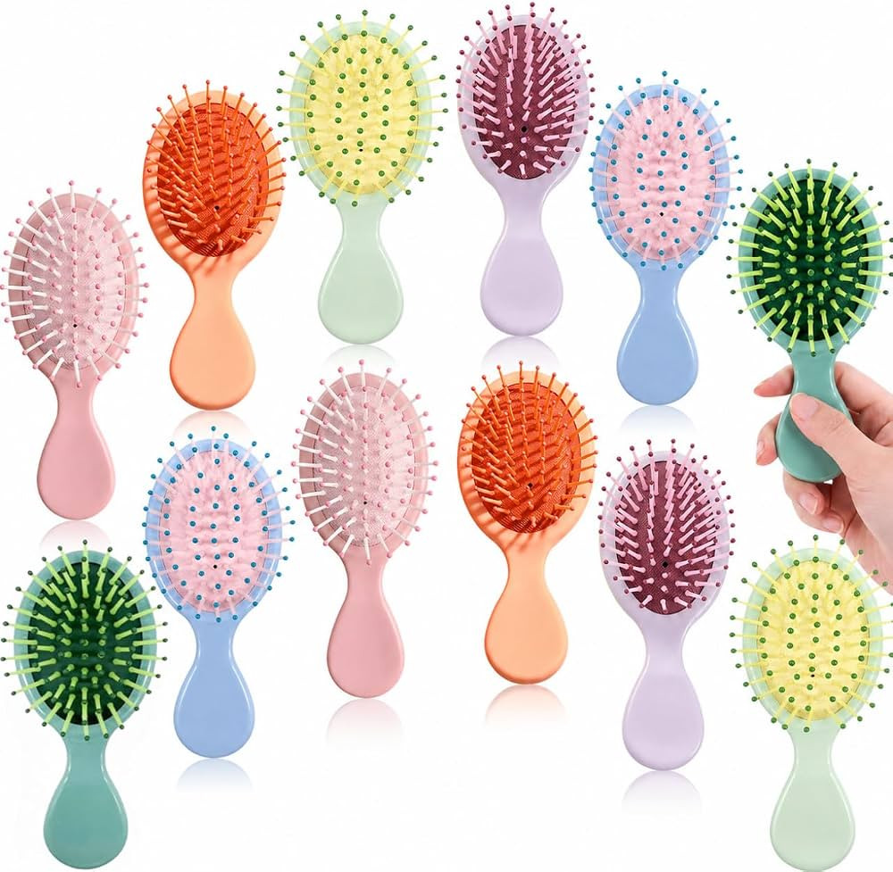 12 Pack Mini Hair Brush Bulk, Travel Hair Brush for All Hair Types     Small Detangling Brush for... | Amazon (US)
