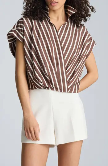 Kenneth Cole Pleated Crossover Cotton Top | Nordstrom | Nordstrom