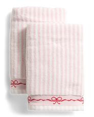 2pk bow wave stripe hand towels | TJ Maxx
