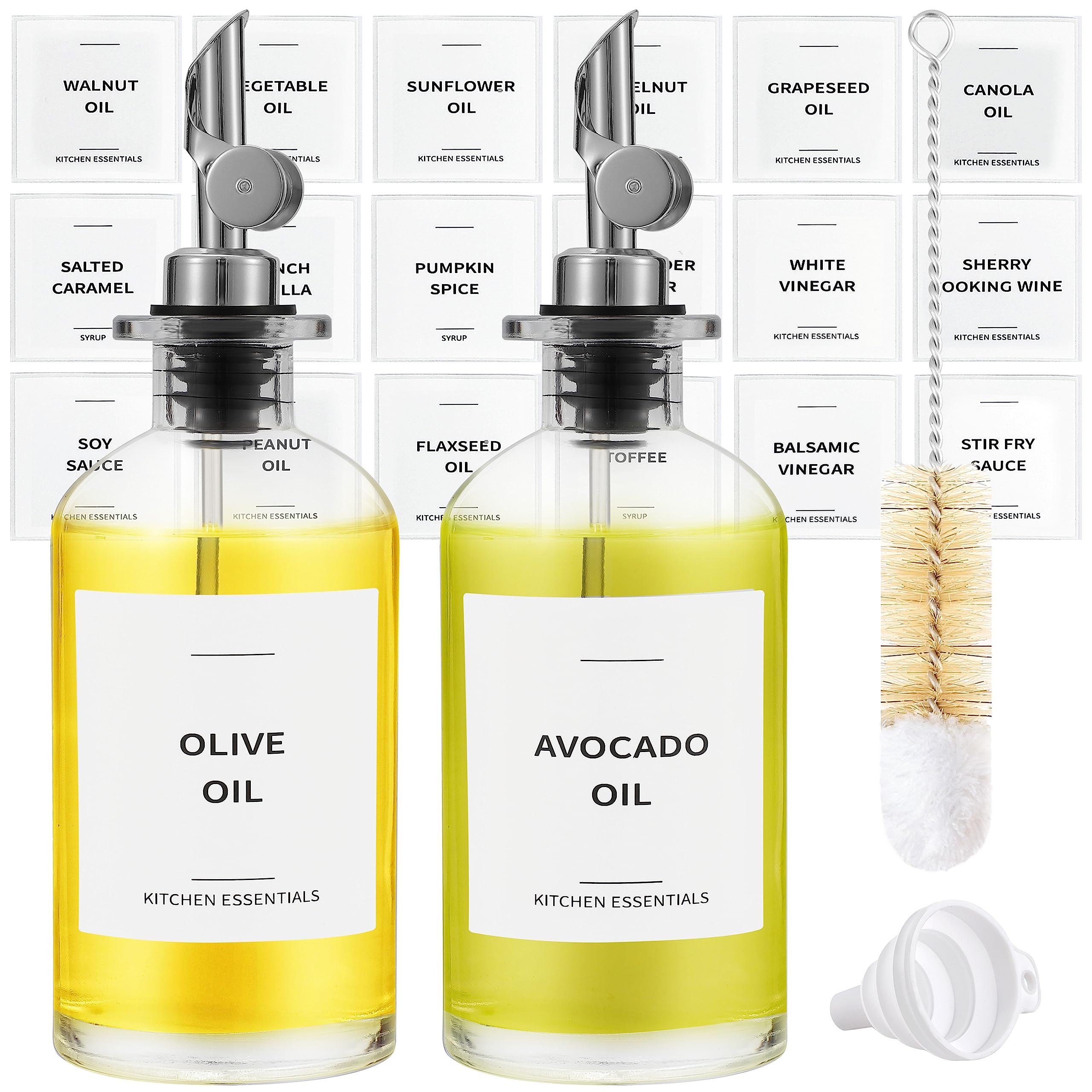 Olive Oil Dispenser Bottle - Includes 55 Kitchen Essential Labels - Cooking Oil Bottles for Kitch... | Amazon (US)