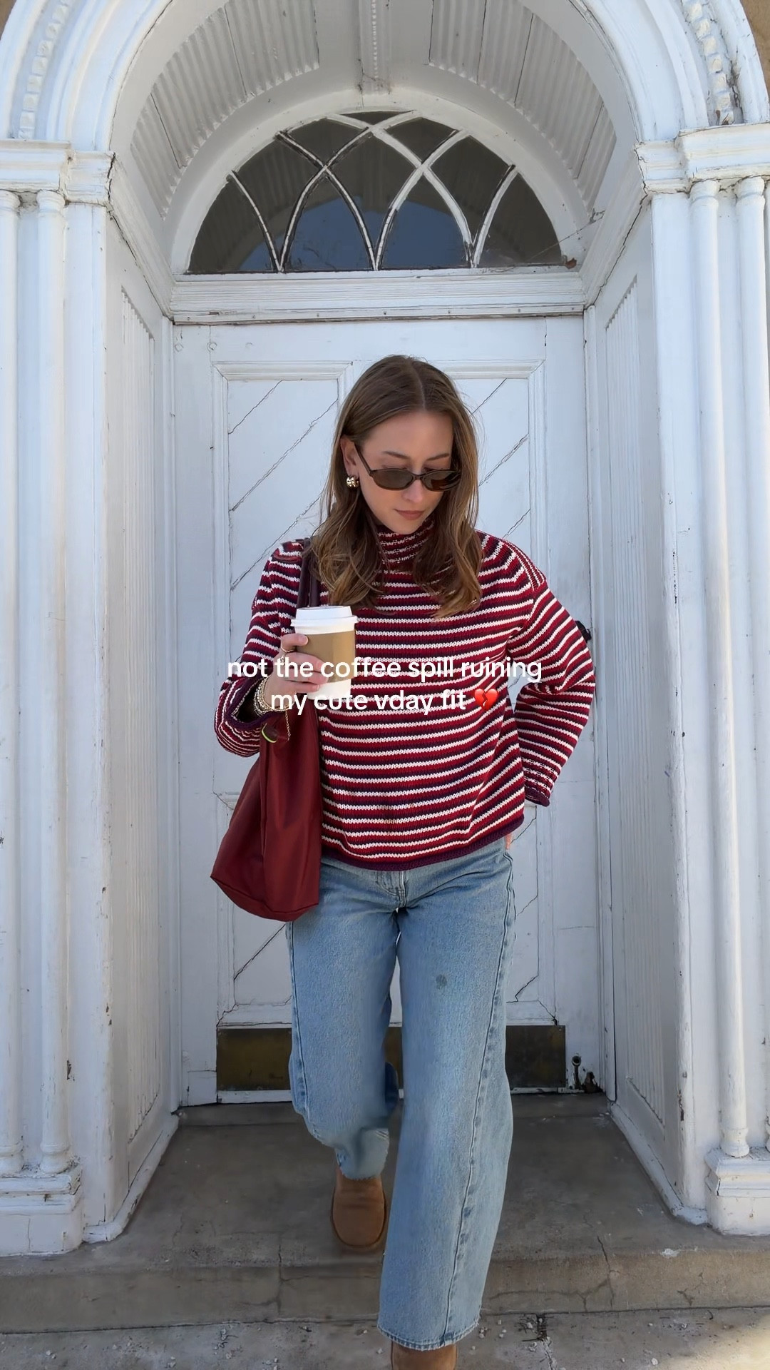 2/14/26 Casual winter Valentine’s Day outfit 🤍 Cozy, easy, and still put together. Wearing my UGG mini boots with Abercrombie barrel jeans and the cutest striped J.Crew roll-neck sweater (the purple/red combo is so fun for February). Finished with my Amazon sunnies, and my new deep red Longchamp bag that I picked up in Paris — size large for reference. Perfect for everyday winter errands with a little Valentine’s vibe mixed in. @abercrombie @jcrew 


#LTKgrwm #LTKootd #LTKValentine