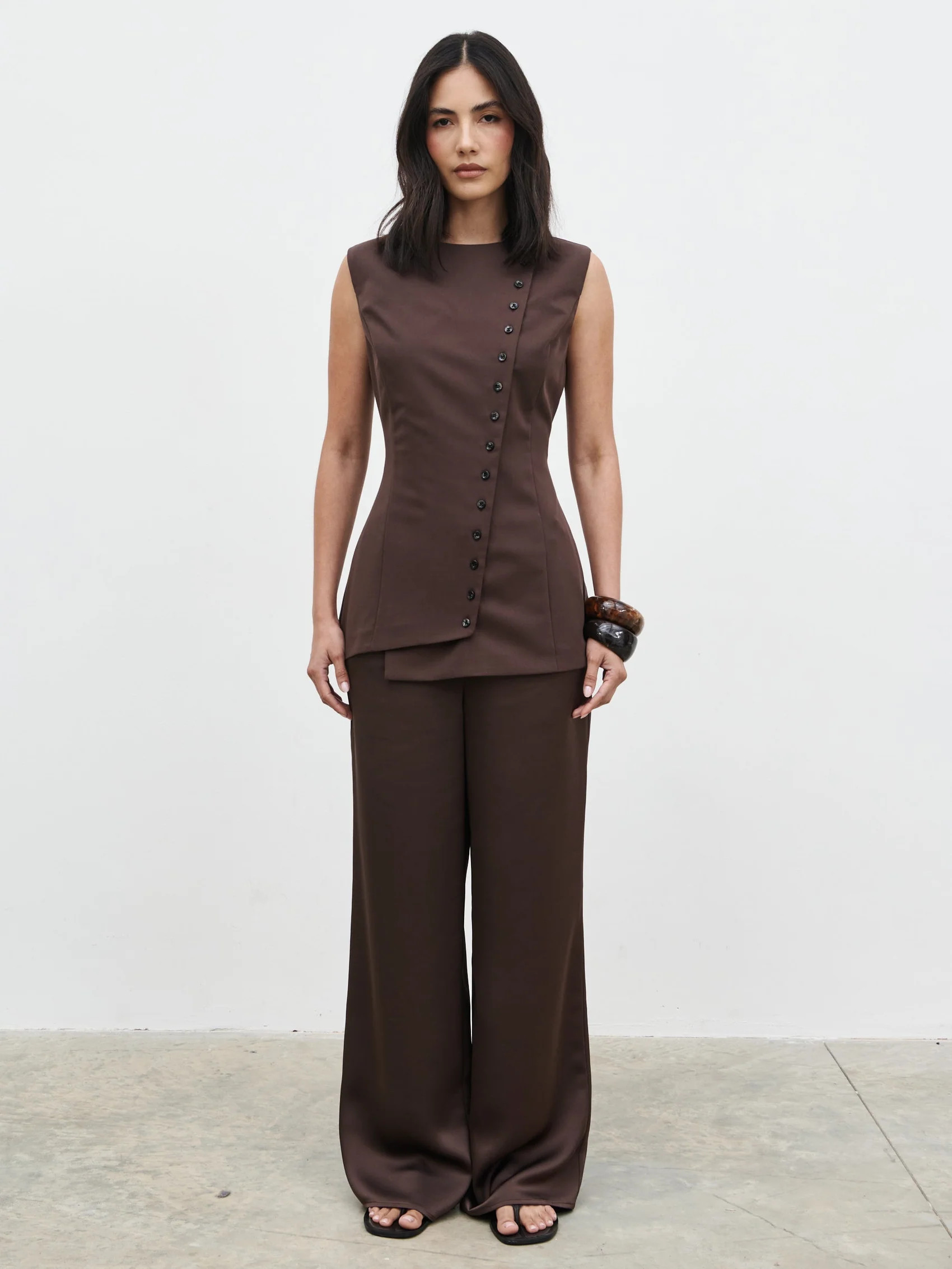 Brylee Asymmetric Button Waistcoat | Pretty Lavish (UK)