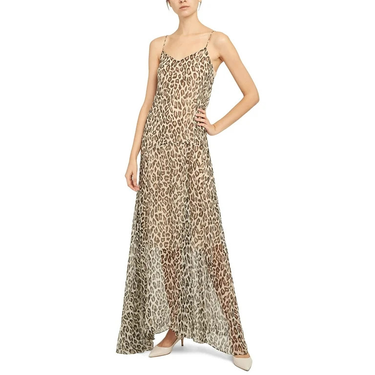 Silk Leopard Print Maxi Dress In Ivory Multi - Walmart.com | Walmart (US)
