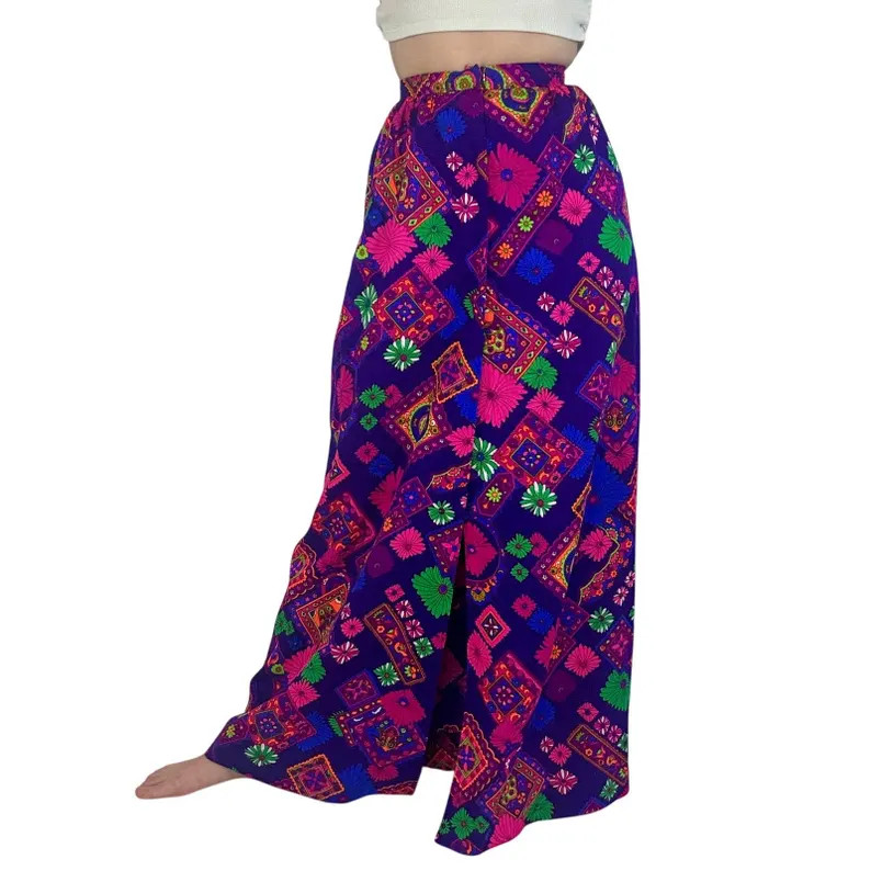 Vintage 1960s Tear Away Skirt Psychedelic Floral Print Purple Pink Green Neon | Etsy (Global)