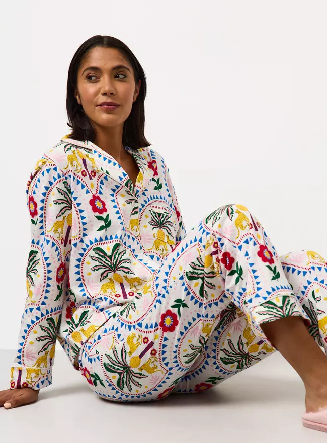 Buy White Tropical Print Jersey Traditional Pyjamas L | Pyjamas | Tu | Tu Clothing