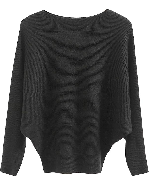 GABERLY Boat Neck Batwing Sleeves Dolman Knitted Sweaters and Pullovers Tops for Women | Amazon (US)