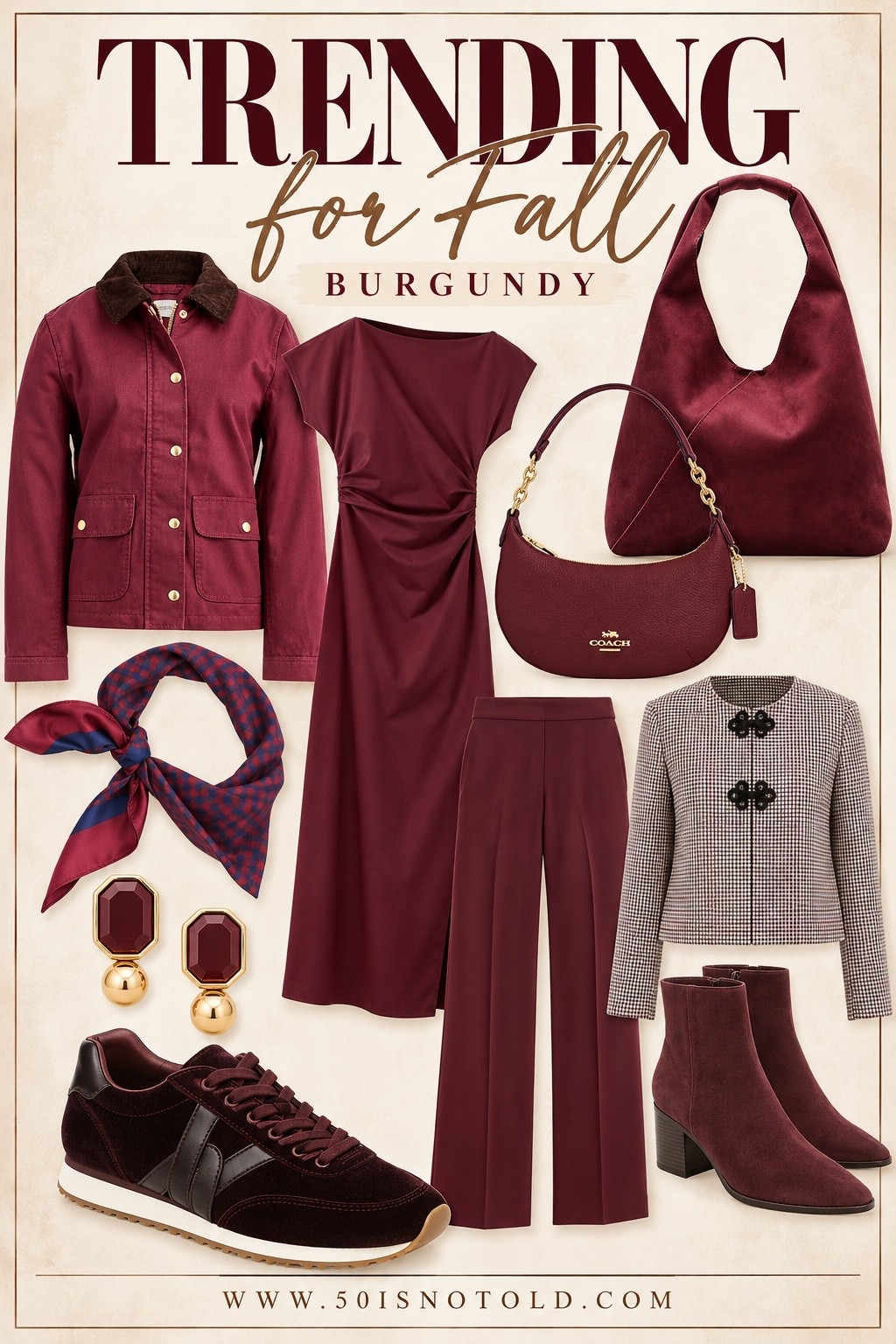 Trending for Fall this time is burgundy! I’ve even added some trendy pieces like scarves, suede and barn jackets. So many great pieces to add to your wardrobe for the season.