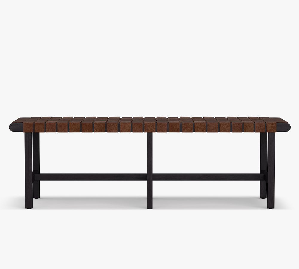 Fenton Woven Leather Bench | Pottery Barn (US)