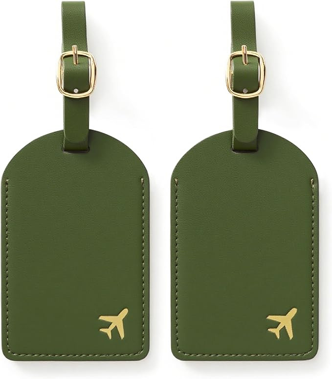 Luggage Tags for Suitcases,2 Pack PU Leather Privacy Protection Bag Tags Travel Accessories Essen... | Amazon (US)
