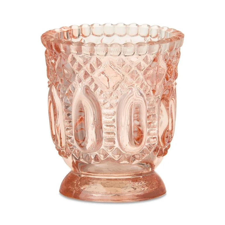 Textured Glass Votive Holders, Textured Glass Tealight Candle Holders, Coral, 2.76 x 2.76 x 3.15 ... | Walmart (US)