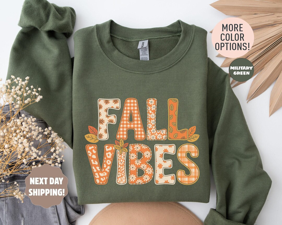 Retro Fall Vibes Sweatshirt, Cozy Fall Sweatshirt, Lovely Fall Tshirt, Cute Fall Vibes Crewneck S... | Etsy (US)