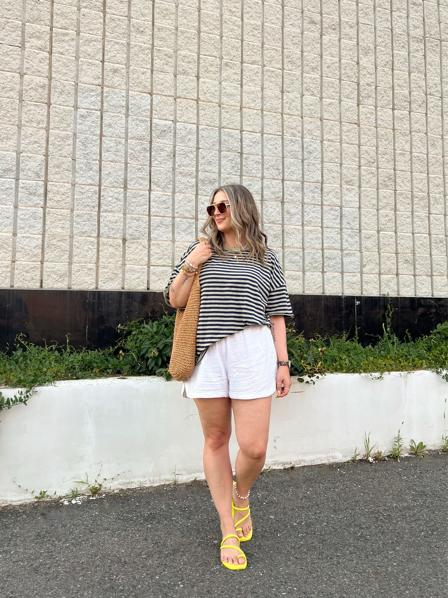 Comfy summer ootd! Wearing my usual size L in the striped tee. Linked similar white shorts. Crocs sandals are super comfy, I’m a 9.5-10 and wear a 10

#LTKsummer #LTKmidsize #LTKsale