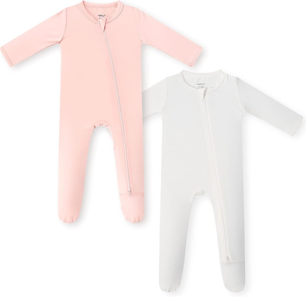 HAPIU Rayon from Bamboo Baby Footed Pajamas, 2 Way Zipper YKK, Footie for Baby Boy Girls, Newborn... | Amazon (US)