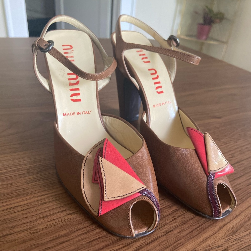 Miu Miu Vintage Ankle Strap Peep Rose Toe Heels 36 | Poshmark