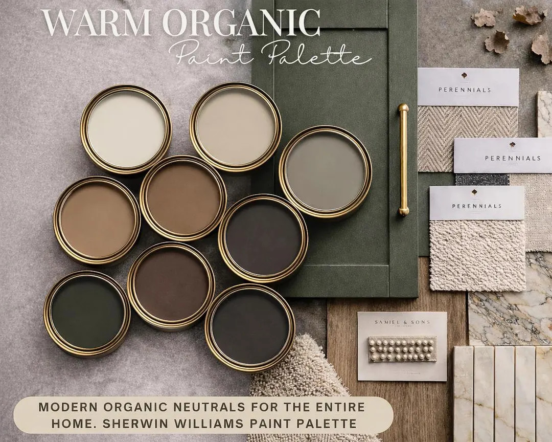 Sherwin Williams Paint Palette | Whole Home Neutral Paint Colors | Warm Organic Color Scheme | In... | Etsy (US)