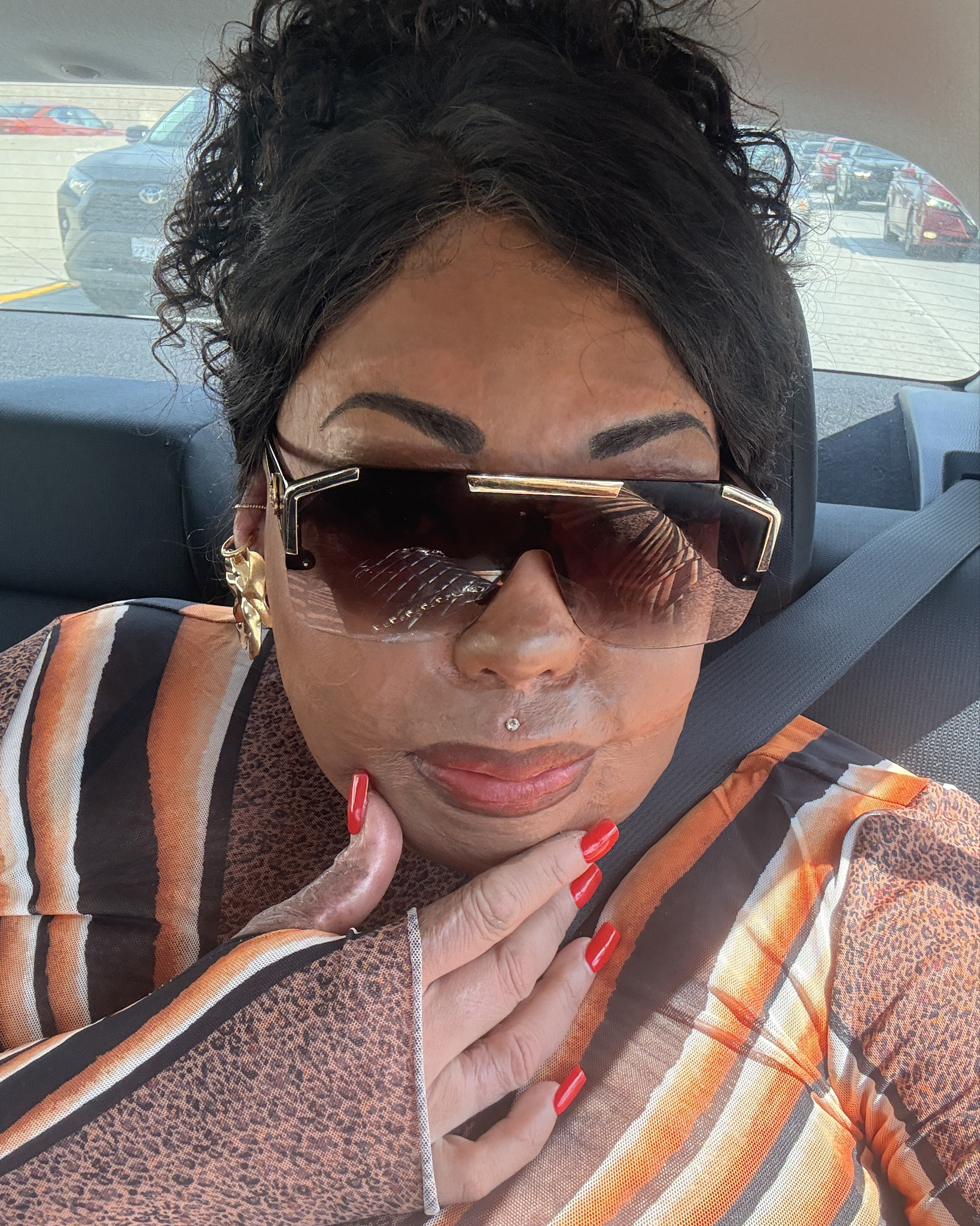 This @shop.AFRM Shailene dress in Caramel Animal with this LuvMe Hair wig, Amazon sunglasses, Shein slides and gold accessories🤌🏽

brunch chic, midi dress, sheer turtleneck, bodycon, spring dress, water wave

#LTKPlusSize #LTKMidsize #LTKBeauty