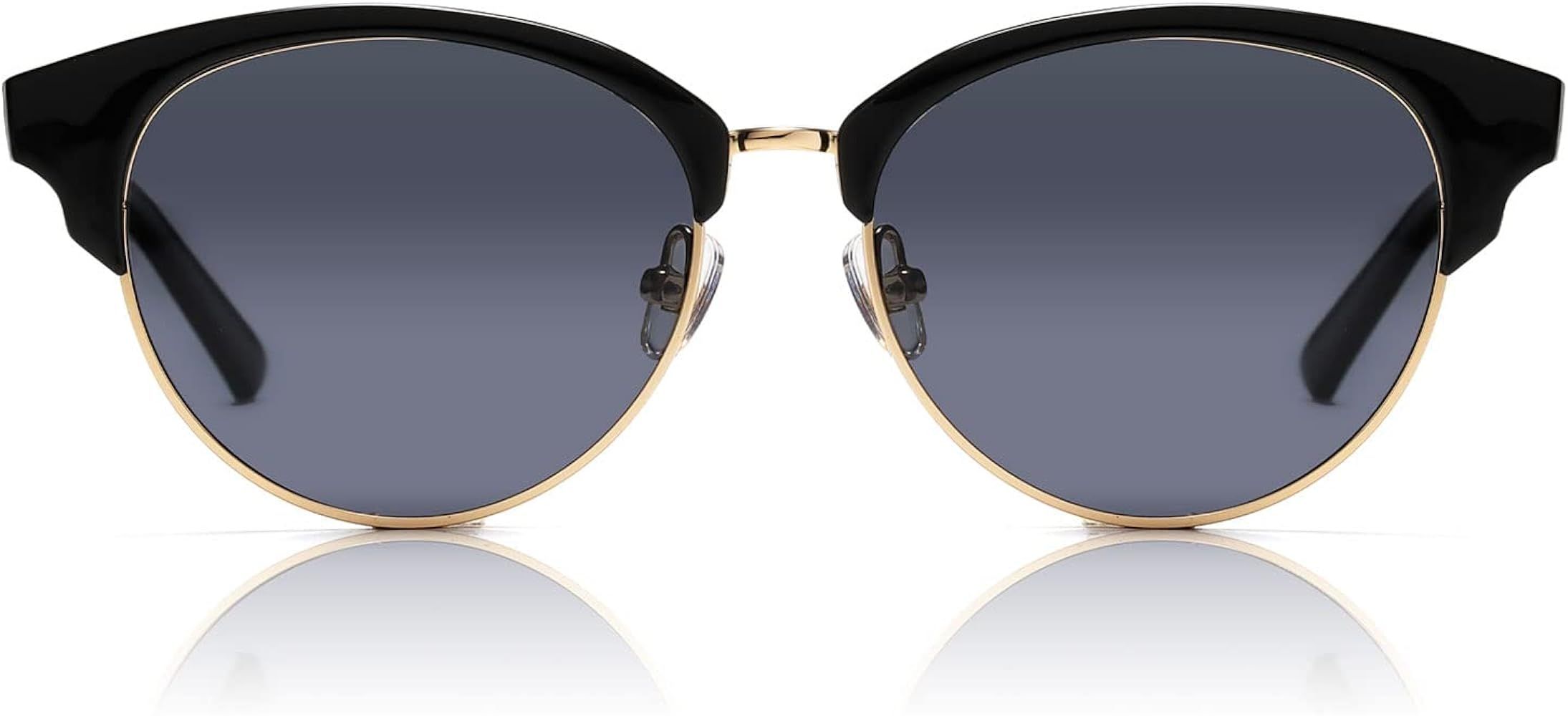 DUCO Retro Polarized Sunglasses for Women Semi Rimless Sun Glasses for Small Face Vintage Half Frame Shades 1221 | Amazon (US)