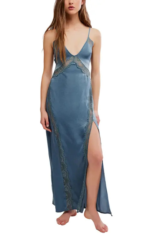 Free People Intimately FP Some Kind of Love Maxi Slip in Storm Water at Nordstrom, Size Small | Nordstrom