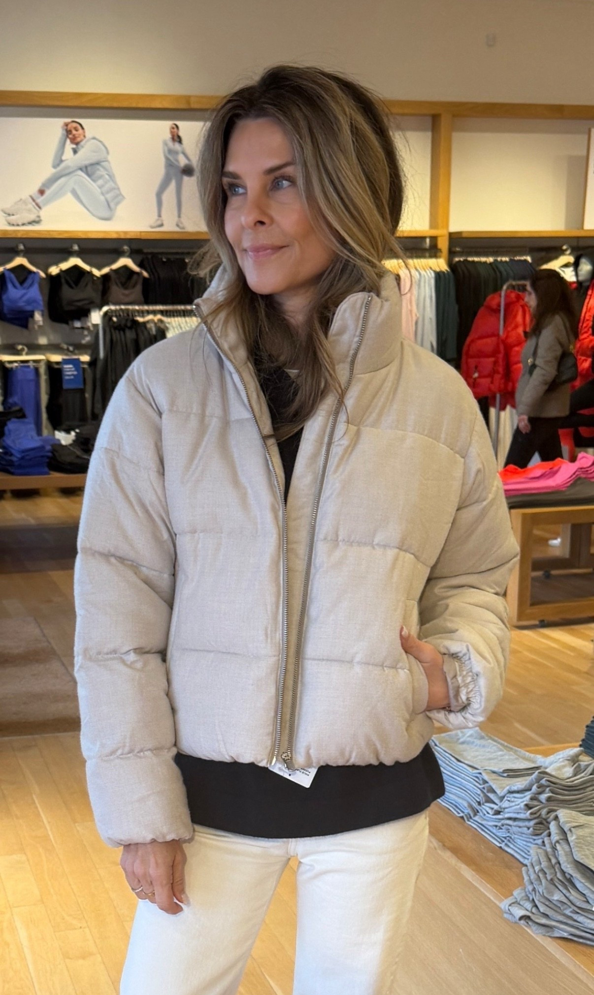 Wearing XS in short flannel puffer  

#LTKOver40 #LTKActive