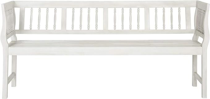 Safavieh PAT6732C Outdoor Collection Brentwood Bench, Antique/White | Amazon (US)