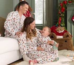 Holiday Teddy Bears Adult Flannel Pajama Set | Pottery Barn Kids