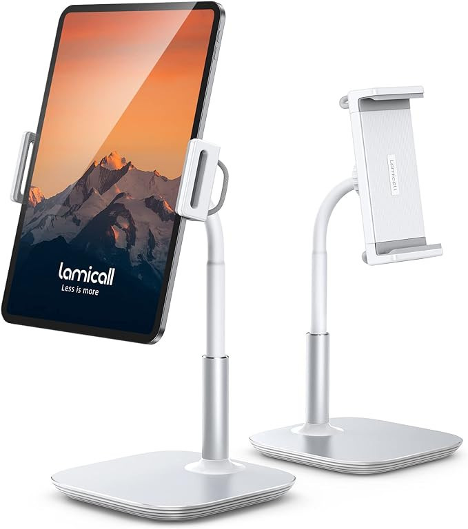 Lamicall Tablet Stand Holder, Gooseneck Tablet Mount 2.5lb Heavy Duty Base Adjustable Desktop Sta... | Amazon (US)