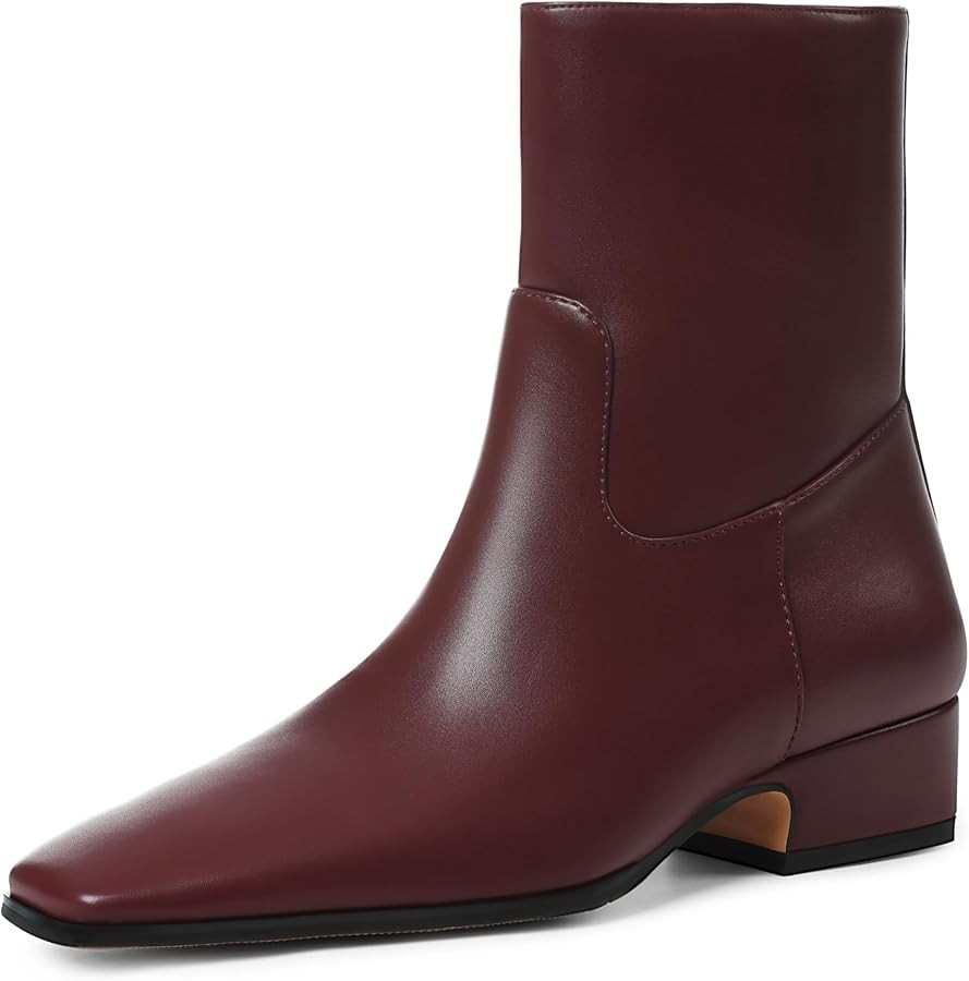 Fall Suede Ankle Boots For Women Square Toe Short Booties Chunky Low Heel Boots Side Zip Dressy M... | Amazon (US)