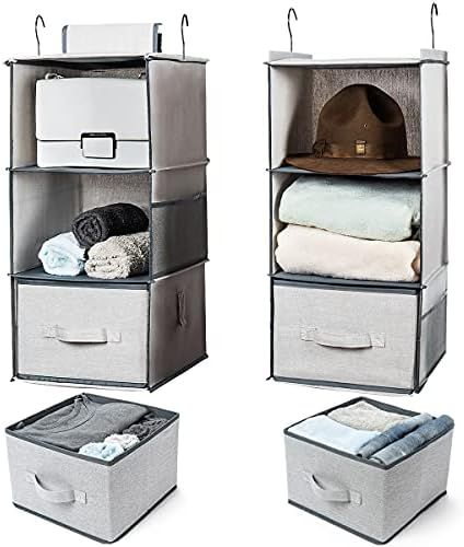 Ropesmart 6-Shelf Closet Hanging Organizer and Storage with 2 Drawers,Two 3-Shelf Separable Close... | Amazon (US)