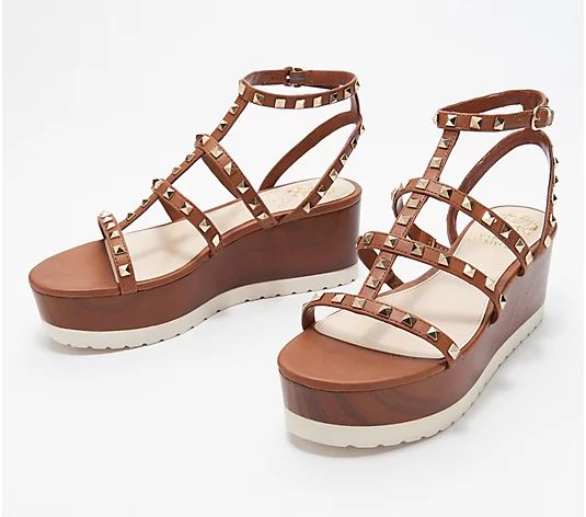Vince Camuto Studded Wedge Sandals - Pemolie | QVC