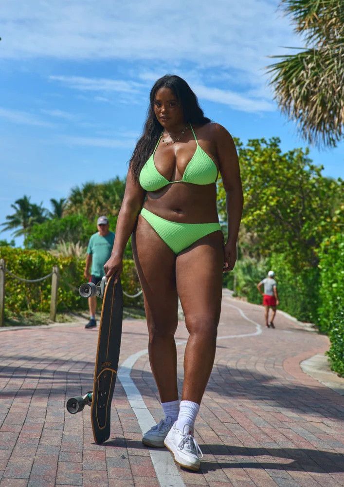 Lido Triangle Bikini Top - Lime Green Check | JMP The Label