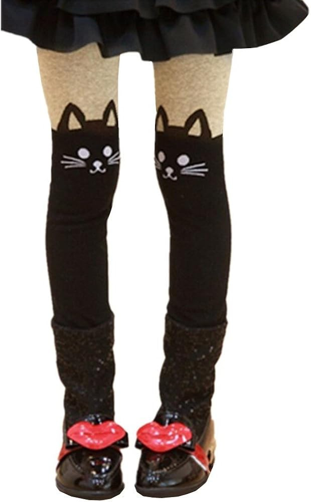 DreamHigh Girl's Black Cat Hosiery Long Cotton Overall Bottom Tights | Amazon (US)