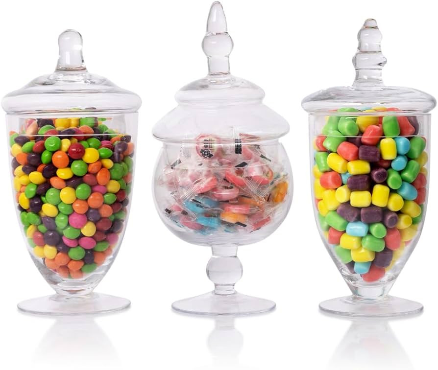 Mantello Candy Jar Apothecary Jars with Lids- for Candies Cookies Or Toiletries Size Assortment, ... | Amazon (US)