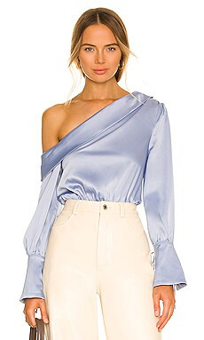 Camila Coelho Adriana Bodysuit in Dusty Blue from Revolve.com | Revolve Clothing (Global)