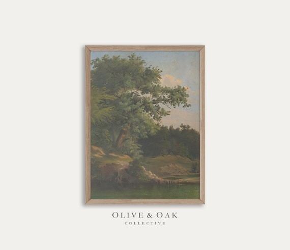 Country Landscape Print / Vintage Tree Painting PRINTABLE / | Etsy | Etsy (US)